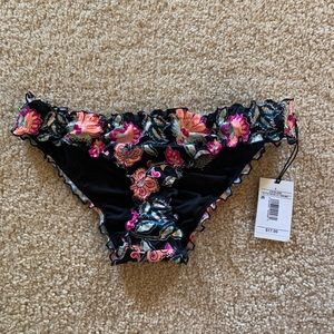 Black Tropical Bikini Bottoms